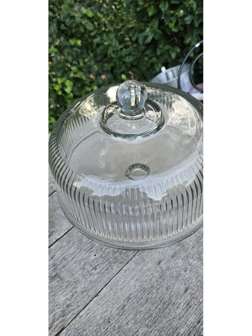 Clear Glass Anchor Hocking Ribbed Glass Cake Stand Doubles As A Punch Bowl